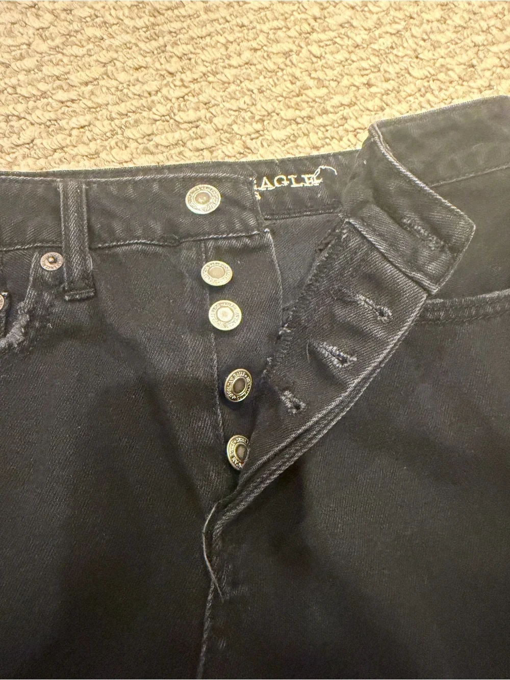 AE Black Frayed Hem Denim Mini Skirt